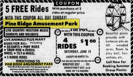 Pine Ridge Amusement Park - Jun 14 1974 Article